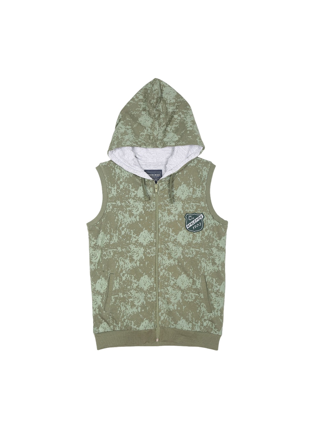 Cherokee Boys Green Camouflage Sleeveless Jacket