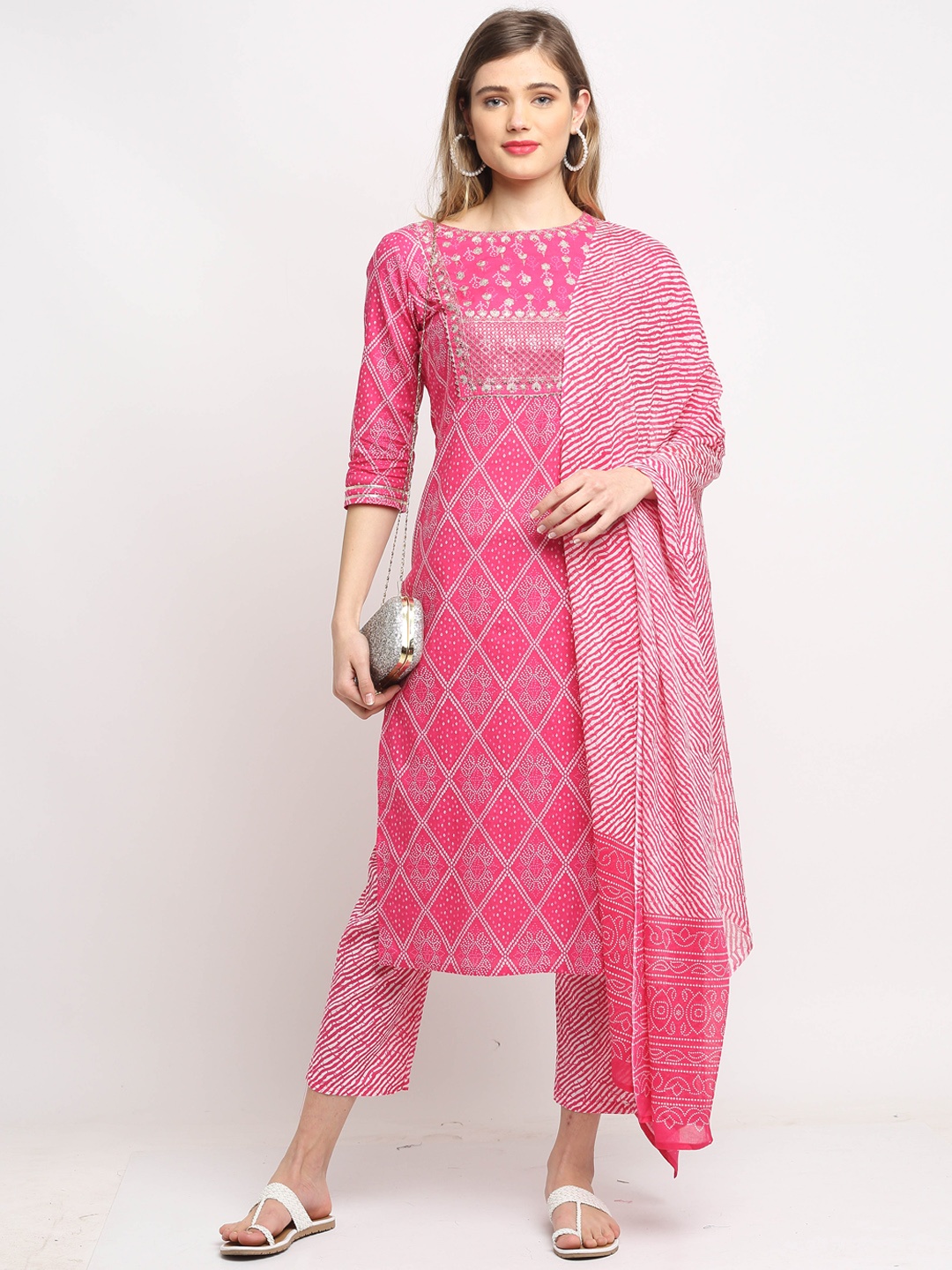 Roly Poly Women Pink Ethnic Motifs Printed Pure Cotton Kurta with Trousers & Dupatta
Roly Poly Women Pink Ethnic Motifs Printed Pure Cotton Kurta with Trousers & Dupatta