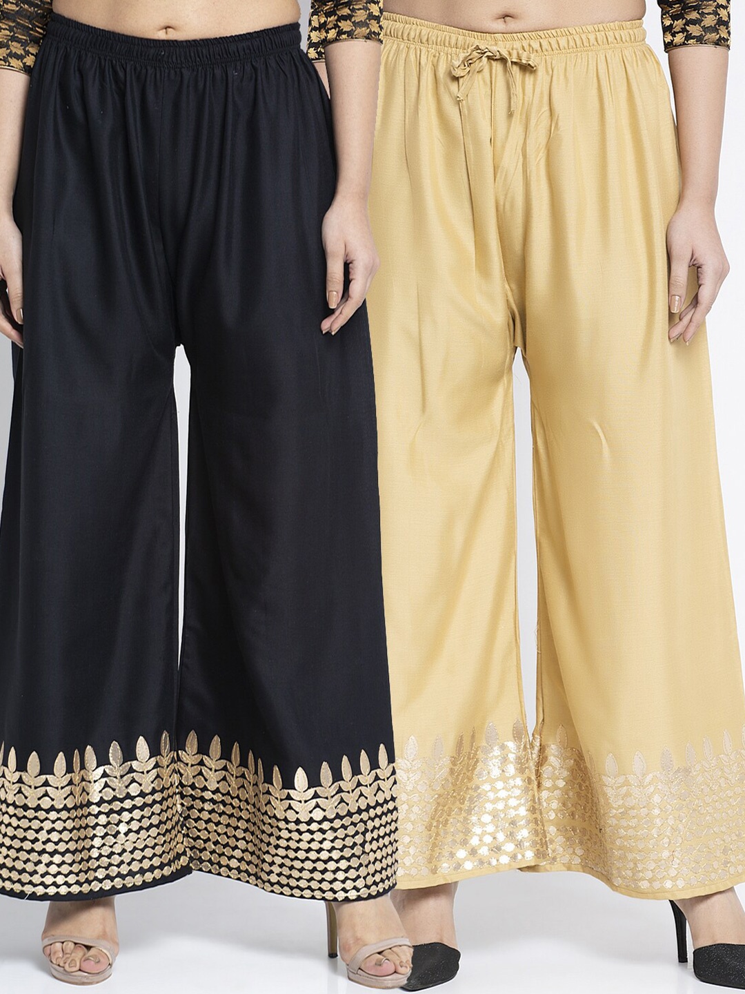 Jinfo Women Black & Beige 2 Ethnic Motifs Gotta Embellished Flared Knitted Ethnic Palazzos
Jinfo Women Black & Beige 2 Ethnic Motifs Gotta Embellished Flared Knitted Ethnic Palazzos
