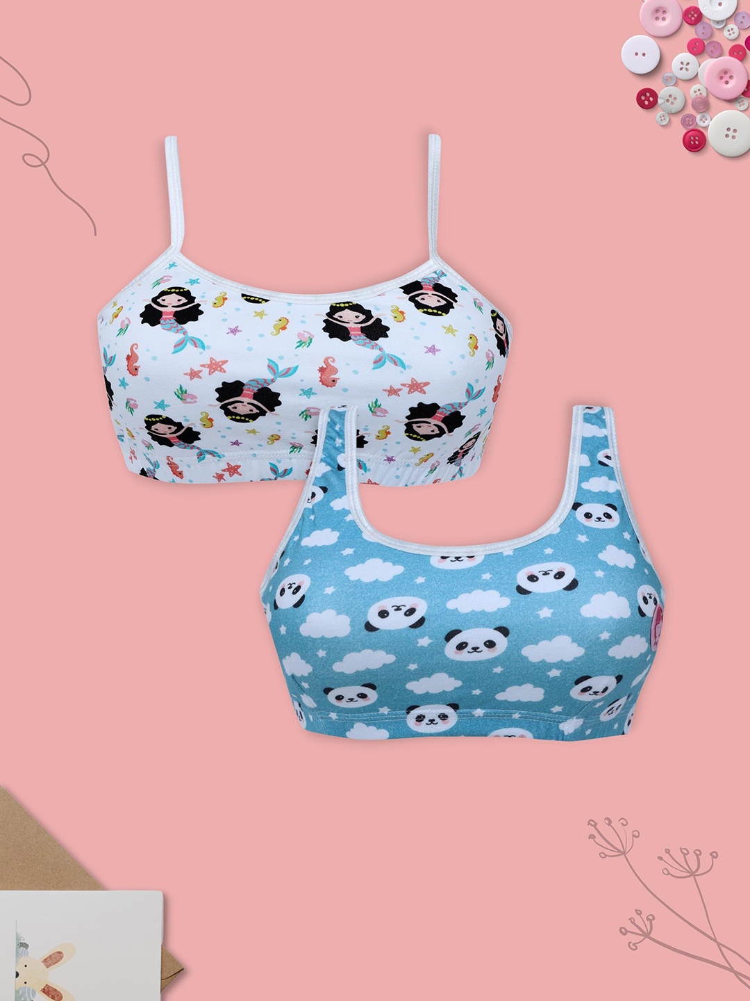 Girls Pack Of 2 Double Layer Premium Cotton Non-Wired Non Padded Beginners Bra DCBRJN7428/xxxs, White
Girls Pack Of 2 Double Layer Premium Cotton Non-Wired Non Padded Beginners Bra DCBRJN7428/xxxs, White