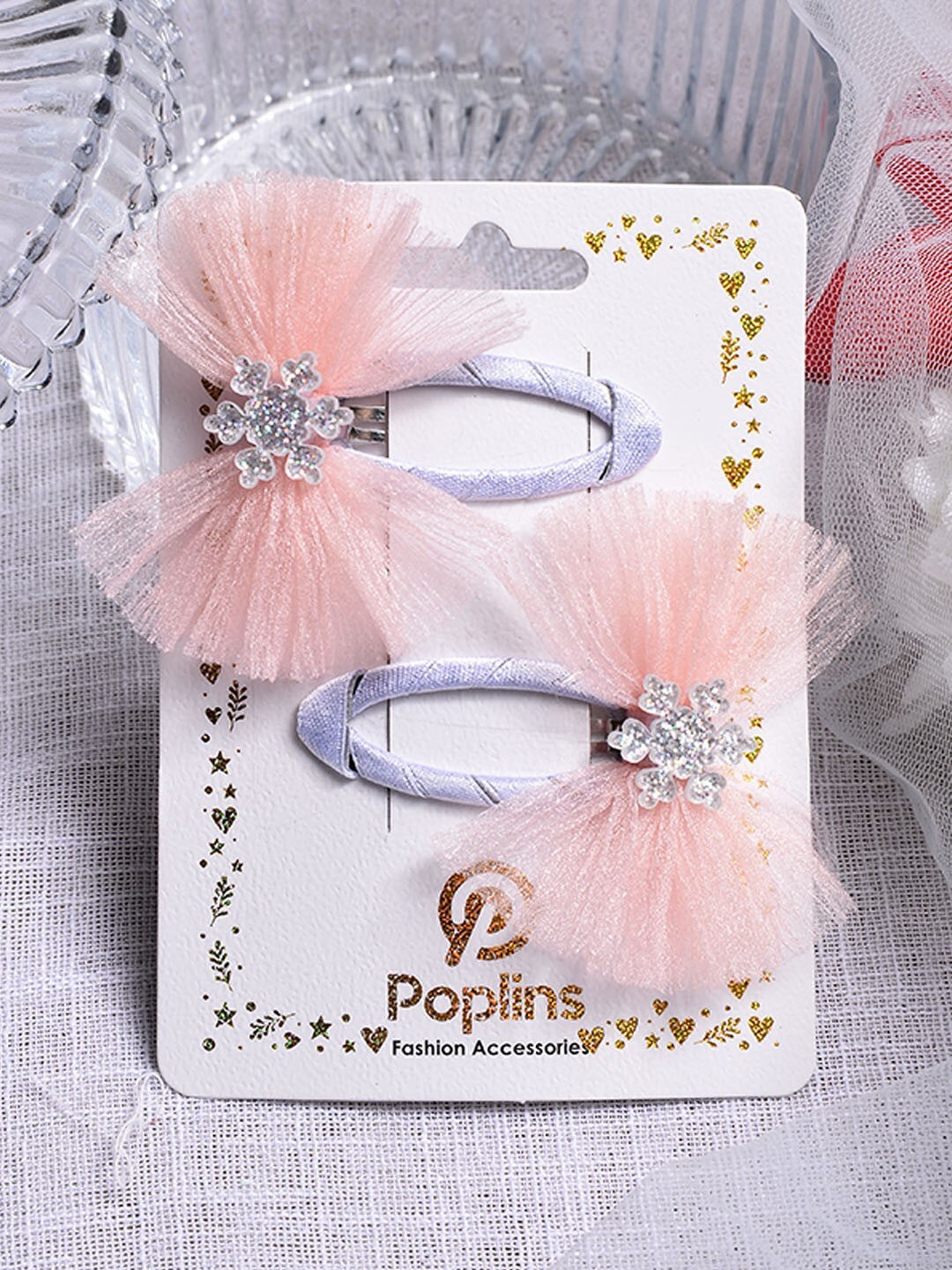 POPLINS Girls Peach Set Of 2 Embellished Alligator Hair Clip