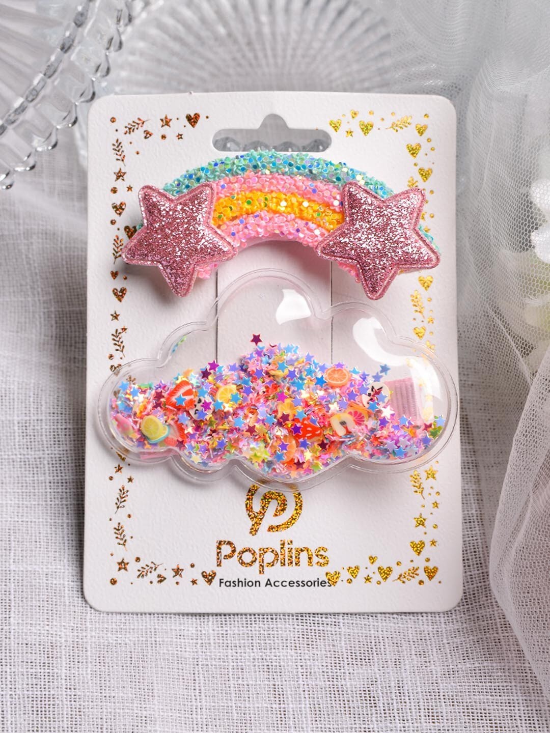 POPLINS Girls Pack Of 2 Pink Embellished Alligator Hair Clip
