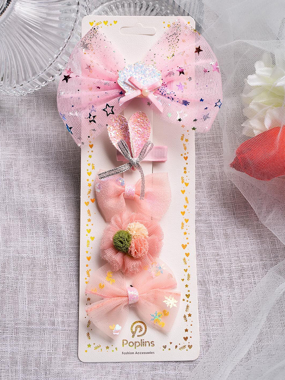 POPLINS Girls Set of 5 Pink & Yellow Embellished Alligator Hair Clip 
POPLINS Girls Set of 5 Pink & Yellow Embellished Alligator Hair Clip