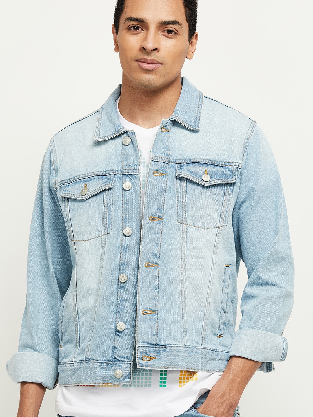 max Men Blue Denim Jacket