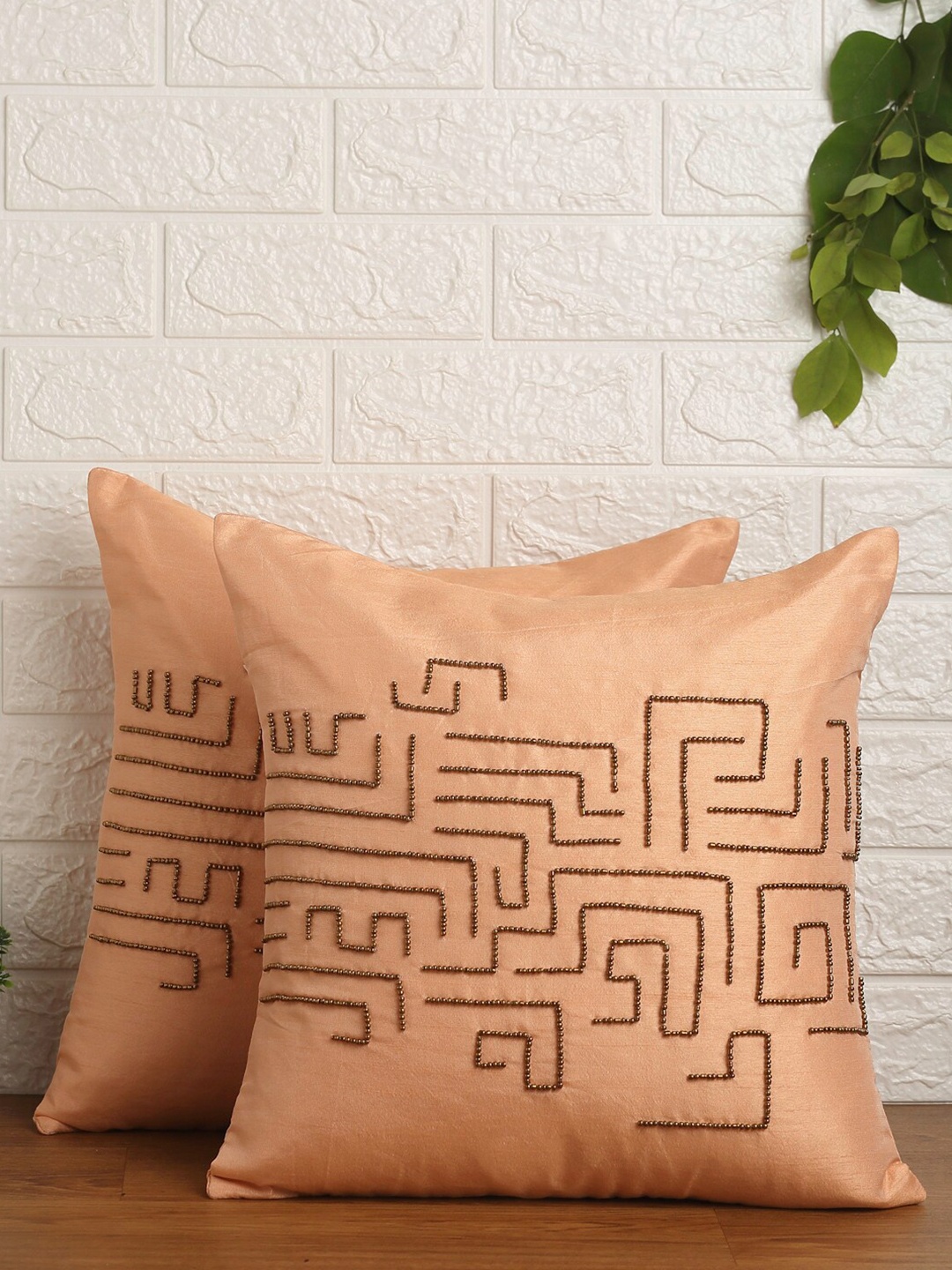 Alina decor Peach-Coloured & Copper-Toned Set of 2 Embroidered Square Cushion Covers
Alina decor Peach-Coloured & Copper-Toned Set of 2 Embroidered Square Cushion Covers