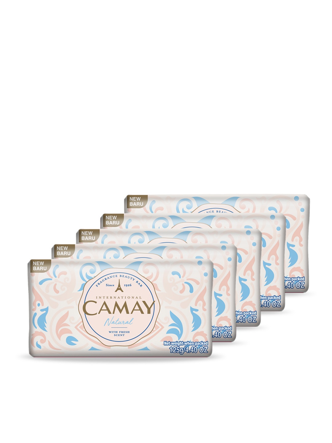 CAMAY Set of 5 Natural French Beauty Secret Soap For Soft Fragrant Skin - 125g Each, Beige
CAMAY Set of 5 Natural French Beauty Secret Soap For Soft Fragrant Skin - 125g Each, Beige
