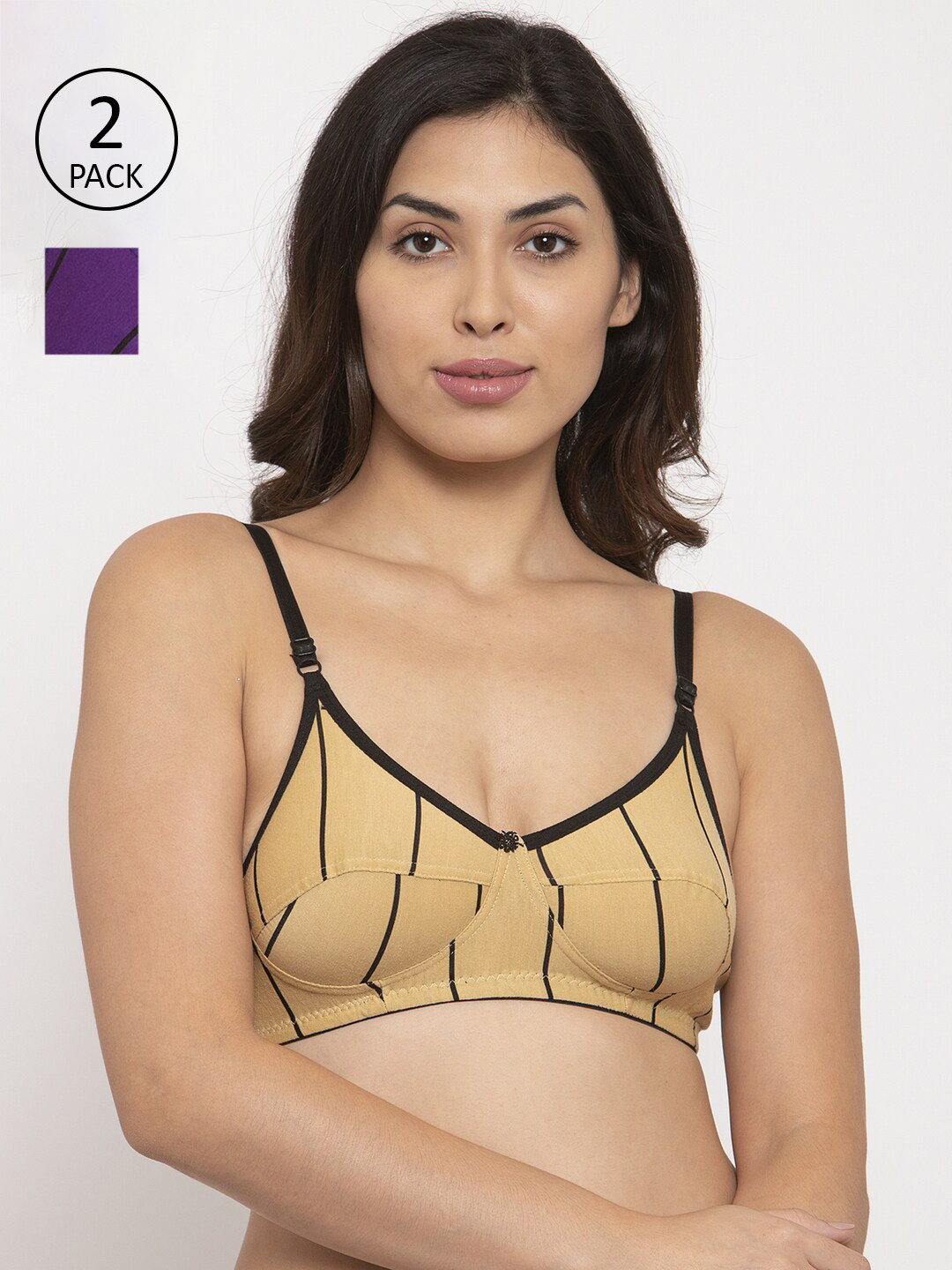 Innocence Pack of 2 Beige & Purpled Printed Non Wired Full Coverage Everyday Bra
Innocence Pack of 2 Beige & Purpled Printed Non Wired Full Coverage Everyday Bra