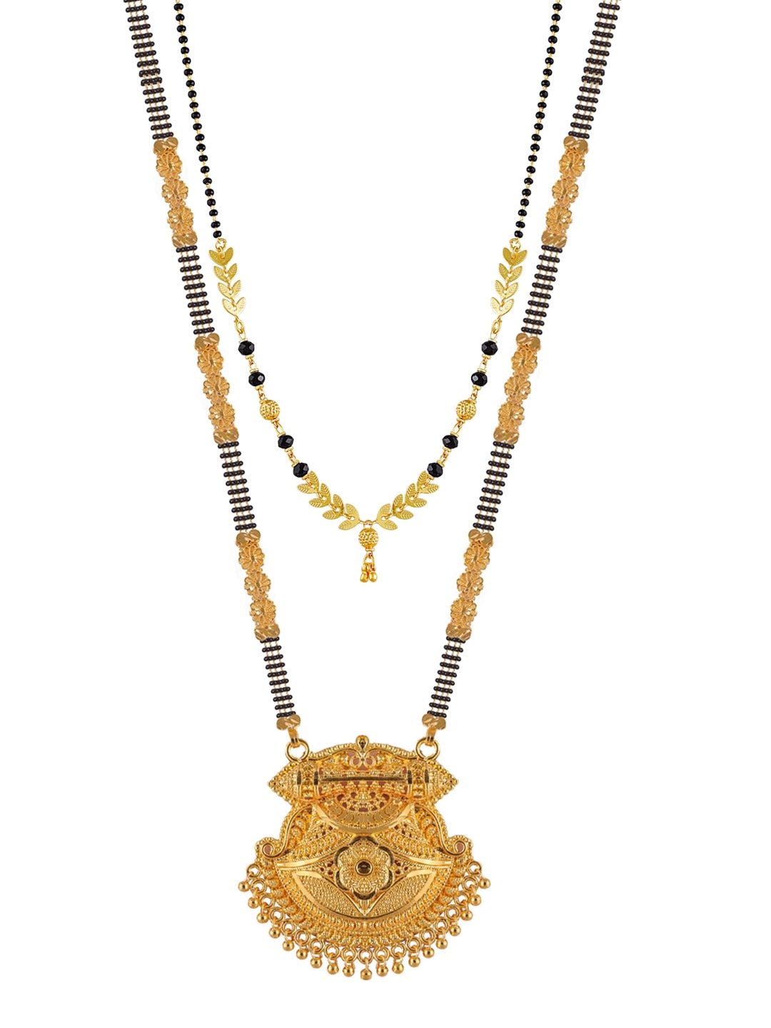 Brandsoon Set Of 2 Gold-Plated Black & White Stone Studded & Beaded Mangalsutra
Brandsoon Set Of 2 Gold-Plated Black & White Stone Studded & Beaded Mangalsutra