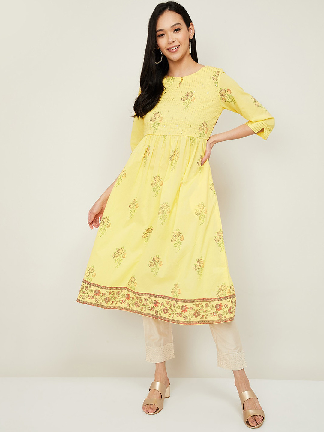 Melange by Lifestyle Women Yellow Floral Printed Keyhole Neck Floral Anarkali Cotton Kurta
Melange by Lifestyle Women Yellow Floral Printed Keyhole Neck Floral Anarkali Cotton Kurta