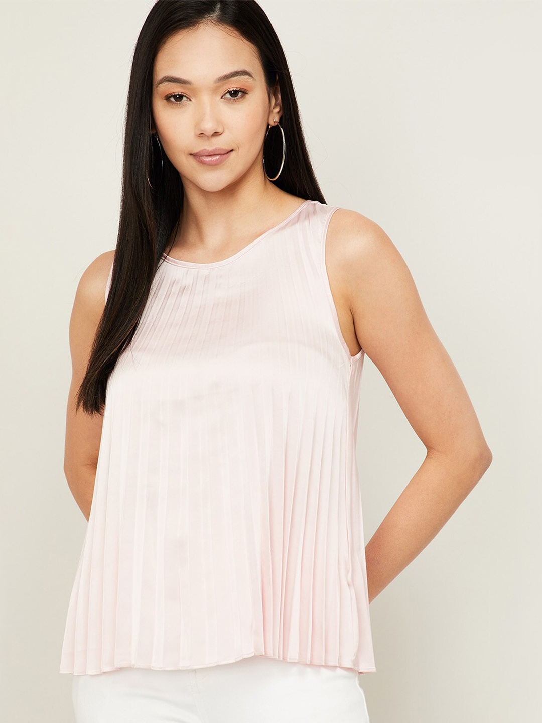 CODE by Lifestyle Pink Accordion Pleats Top