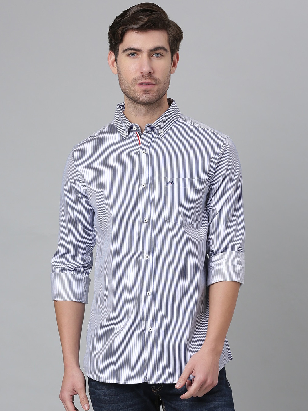 Thomas Scott Men Blue & White Relaxed Striped Button-Down Collar Cotton Casual Sustainable Shirt
Thomas Scott Men Blue & White Relaxed Striped Button-Down Collar Cotton Casual Sustainable Shirt