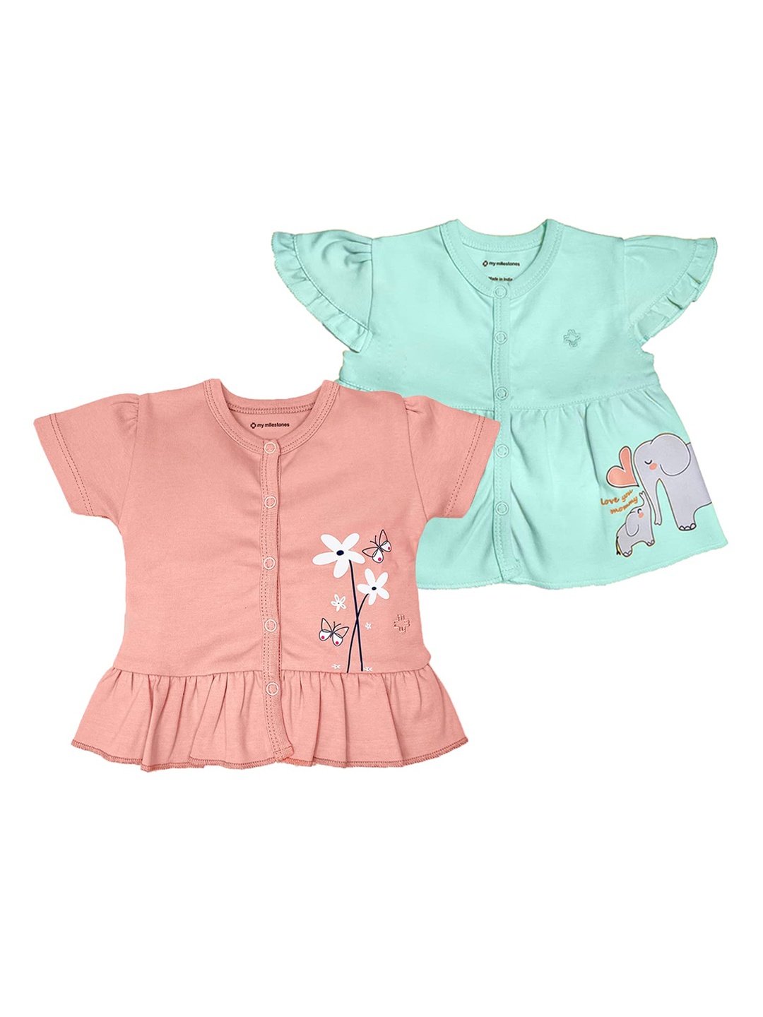 My Milestones Infants Girls Pack of 2 Peach-Coloured & Sea Green Printed Cotton A-line Top
My Milestones Infants Girls Pack of 2 Peach-Coloured & Sea Green Printed Cotton A-line Top