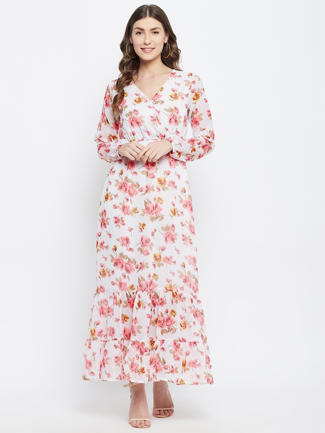 Color Cocktail White Floral Printed Georgette A-Line Maxi Dress
Color Cocktail White Floral Printed Georgette A-Line Maxi Dress