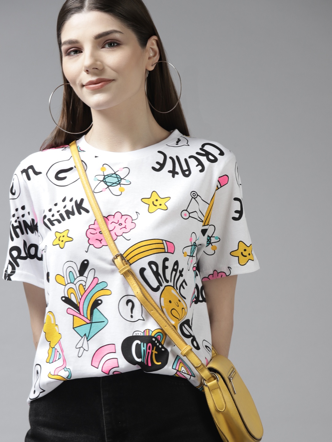 The Dry State Women Conversational Printed Oversize Half Sleeve Cotton T-shirt, White
The Dry State Women Conversational Printed Oversize Half Sleeve Cotton T-shirt, White