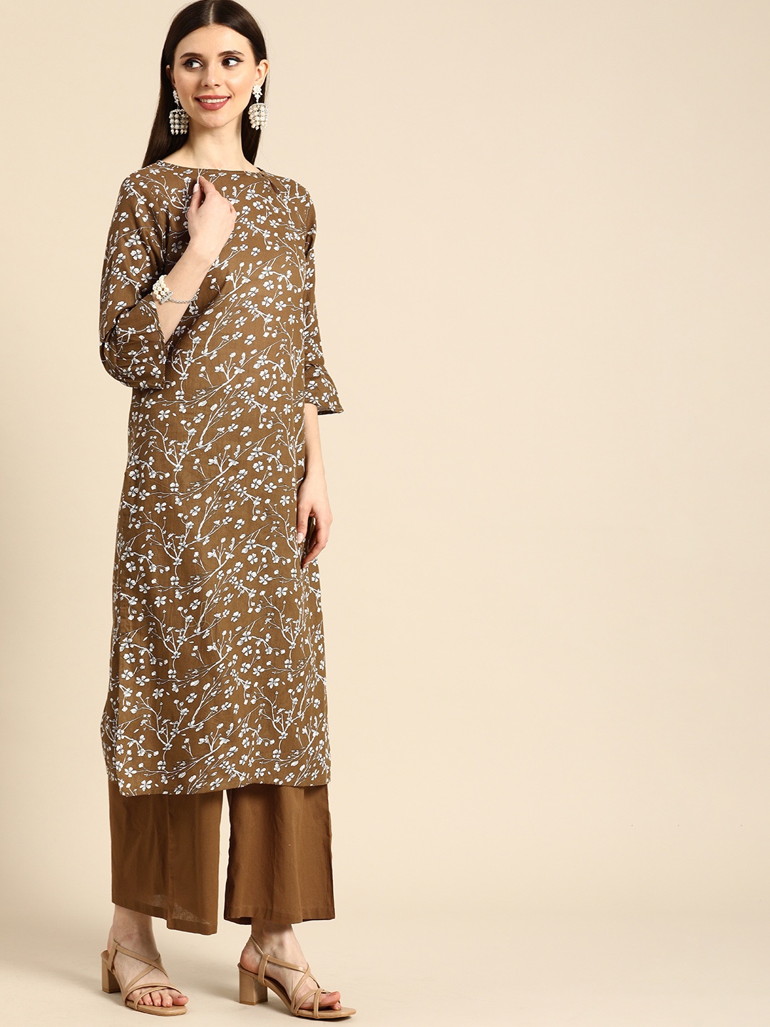 Anouk Women Brown & White Floral Printed Boat Neck Pure Cotton Kurta with Palazzos
Anouk Women Brown & White Floral Printed Boat Neck Pure Cotton Kurta with Palazzos