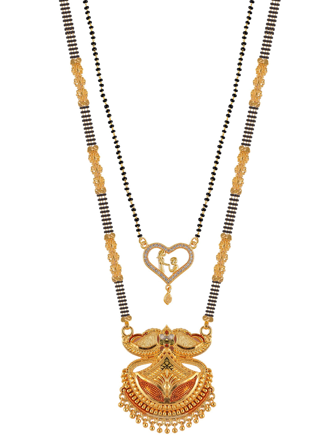 Brandsoon Set Of 2 Gold-Plated Black & White Stone-Studded & Beaded Mangalsutra
Brandsoon Set Of 2 Gold-Plated Black & White Stone-Studded & Beaded Mangalsutra