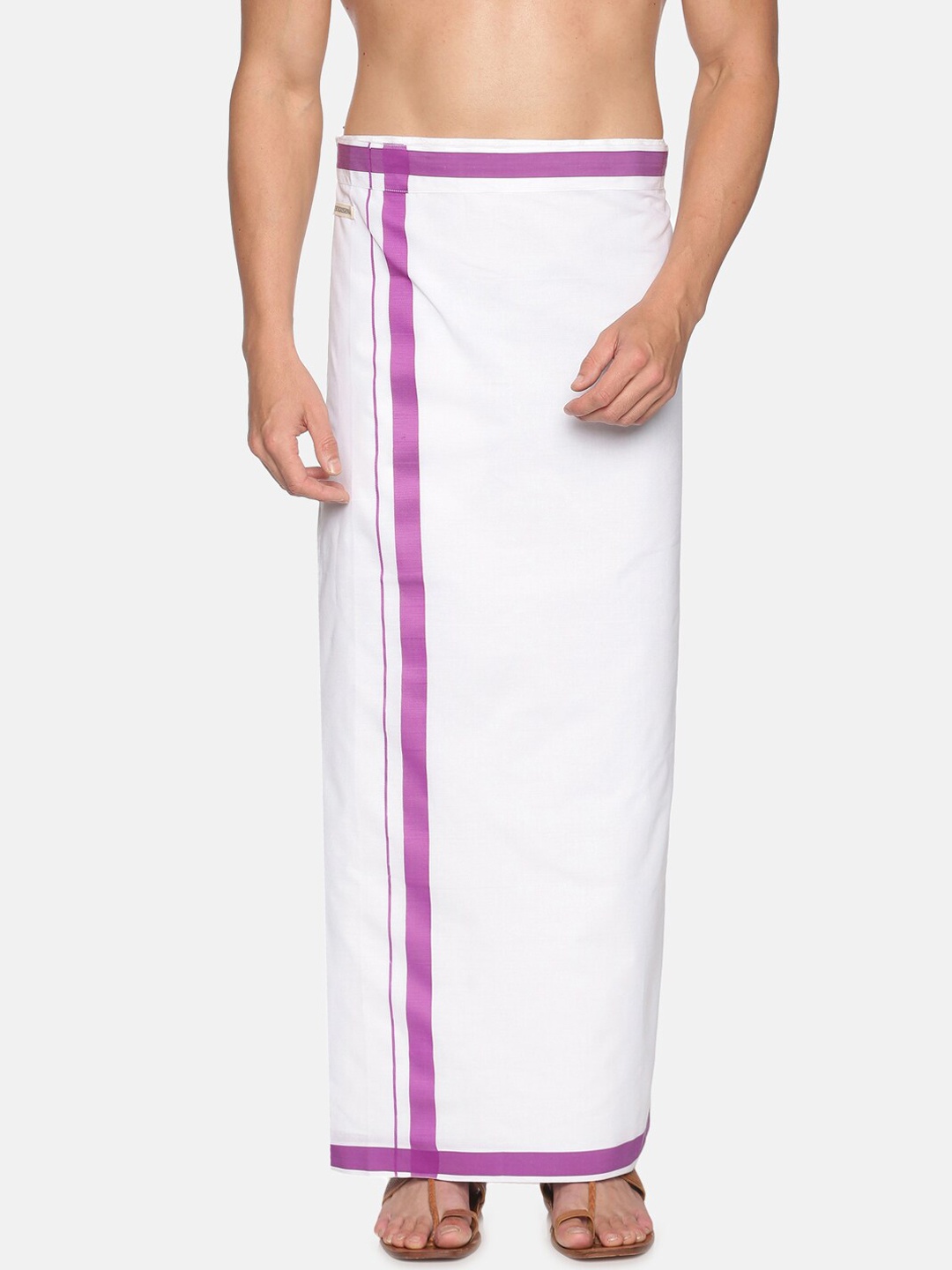 Sethukrishna Men White Solid Cotton Dhotis