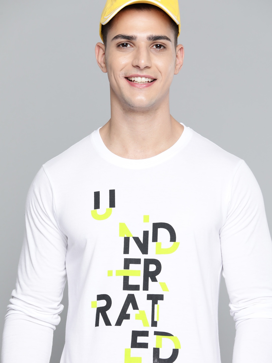 HERE&NOW Men White & Black Typography Printed T-shirt