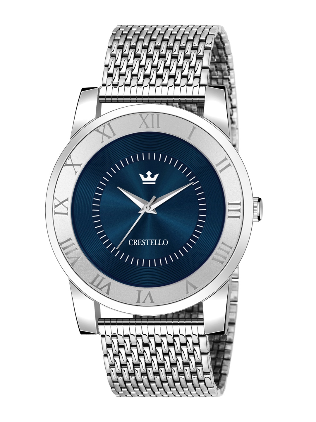 CRESTELLO Men Blue Brass Dial & Silver Toned Stainless Steel Bracelet Style Straps Watch
CRESTELLO Men Blue Brass Dial & Silver Toned Stainless Steel Bracelet Style Straps Watch