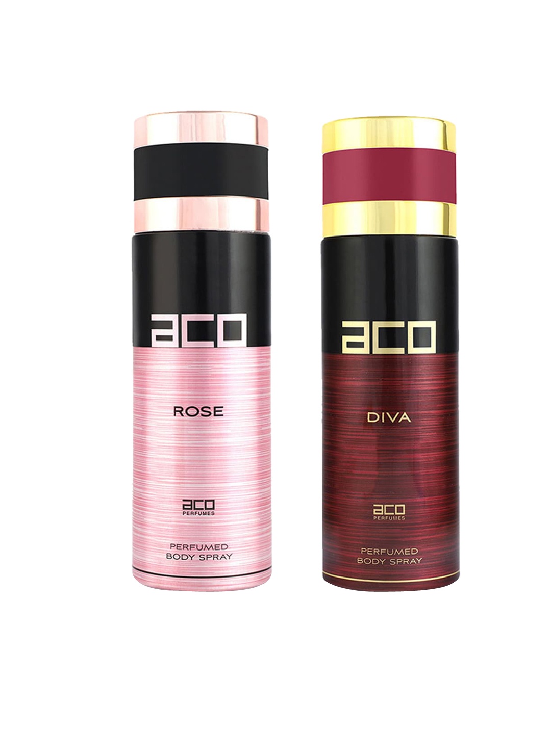 aco PERFUMES Women Set Of 2 Rose & Diva Body Sprays - 200 ml each, Pink