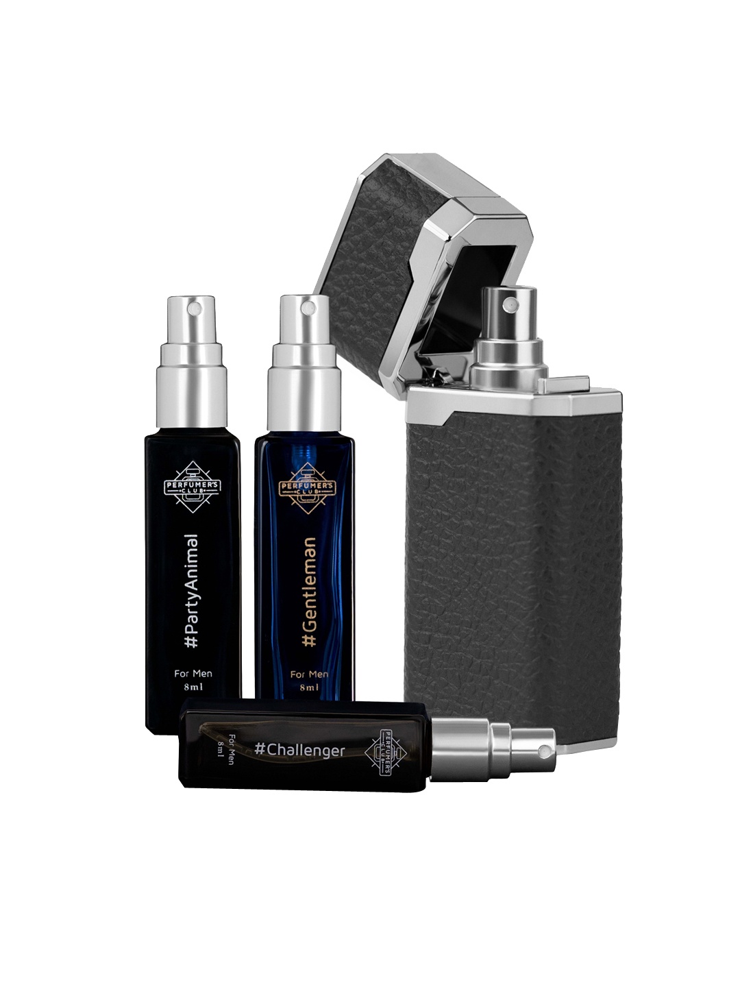 PERFUMERS CLUB Men Lightr Set Of 3 #Challenger, #Gentleman & #PartyAnimal Carry EDP, Black
PERFUMERS CLUB Men Lightr Set Of 3 #Challenger, #Gentleman & #PartyAnimal Carry EDP, Black