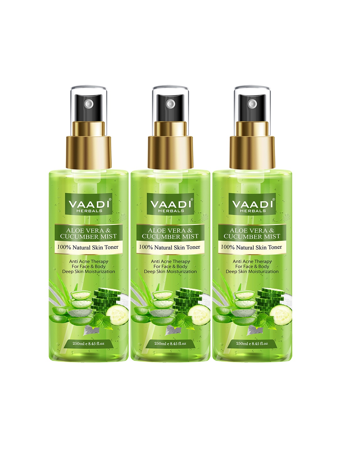 Vaadi Herbals Set of 3 Aloe Vera & Cucumber Mist Natural Skin Toner - 250 ml Each, Green
Vaadi Herbals Set of 3 Aloe Vera & Cucumber Mist Natural Skin Toner - 250 ml Each, Green