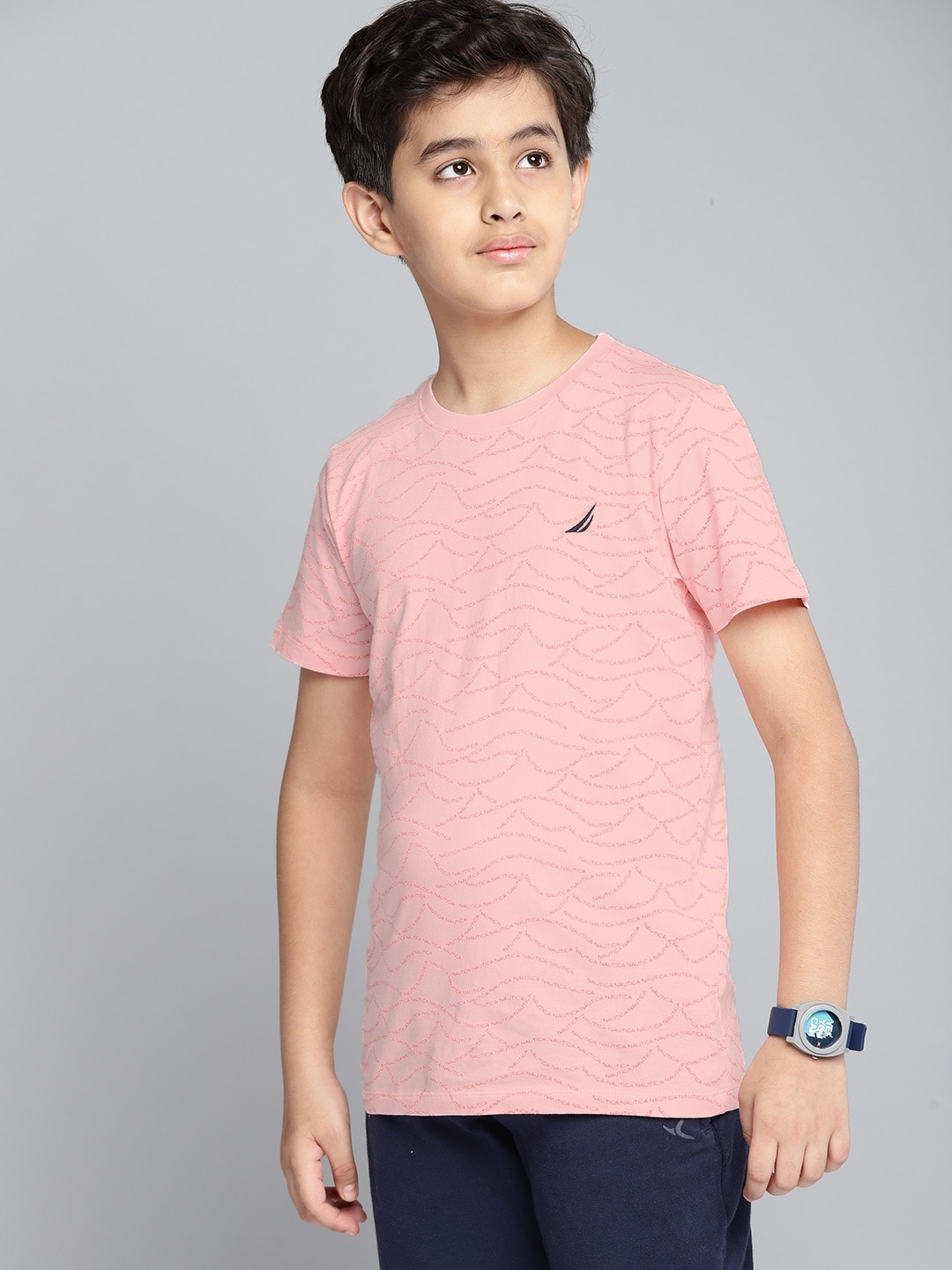 Nautica Boys Pink Brand Logo Micro Ditsy Print Round Neck Embroidered Pure Cotton T-shirt
Nautica Boys Pink Brand Logo Micro Ditsy Print Round Neck Embroidered Pure Cotton T-shirt