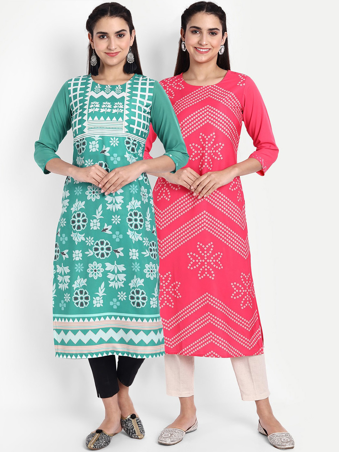 Ethnic basket Women Pack Of 2 Digital Print Straight Kurta, Multi
Ethnic basket Women Pack Of 2 Digital Print Straight Kurta, Multi