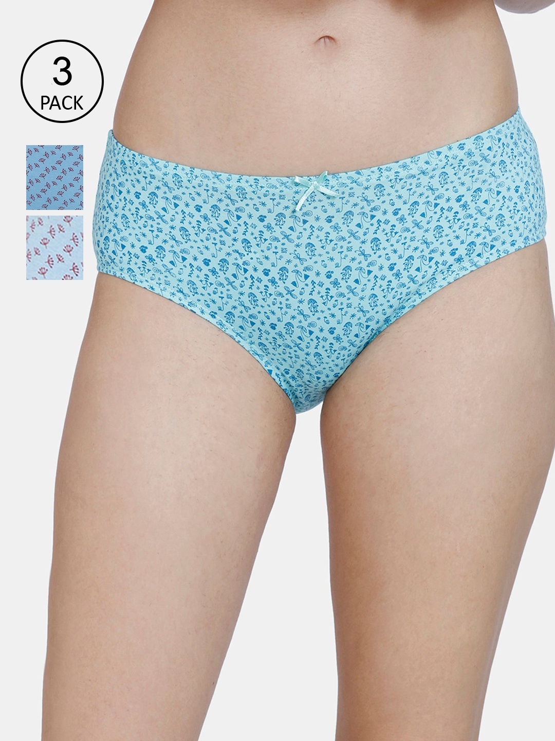 Zivame Women Pack Of 3 Assorted Pure Cotton Bikini Briefs ZI2629FASHHASRT