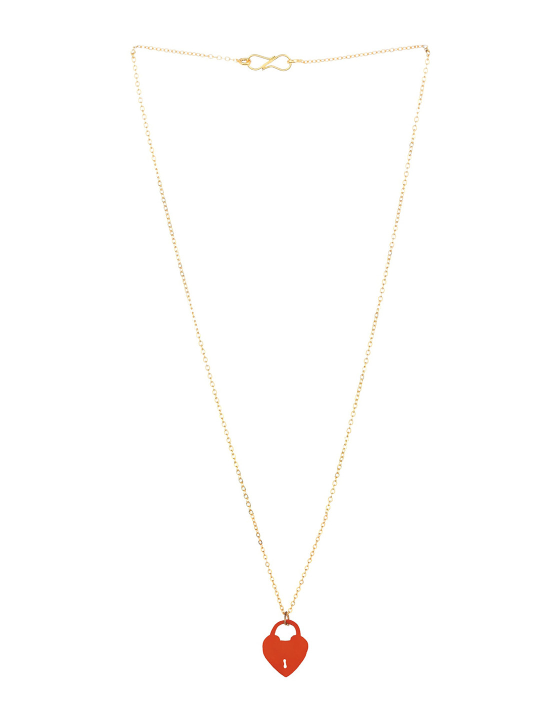 Goldnera Brass-Plated Gold-Toned & Red Lock Pendant With Chain
Goldnera Brass-Plated Gold-Toned & Red Lock Pendant With Chain