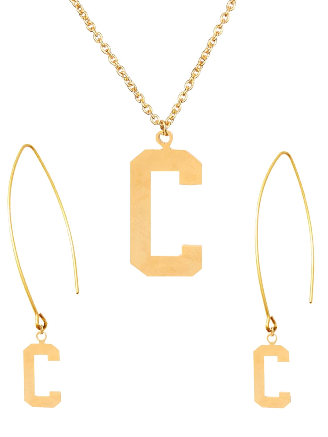 GoldNera Women 18 Ct Gold-toned Initial Necklace Brass-plated C Alphabet & Earing Set
GoldNera Women 18 Ct Gold-toned Initial Necklace Brass-plated C Alphabet & Earing Set