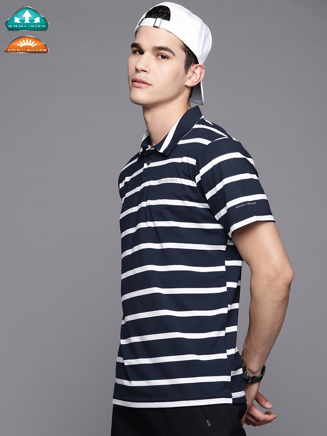 Columbia Men Navy Blue & White Striped Polo Collar Omni-WIck & Omni Shade Slim Fit Hiking T-shirt
Columbia Men Navy Blue & White Striped Polo Collar Omni-WIck & Omni Shade Slim Fit Hiking T-shirt
