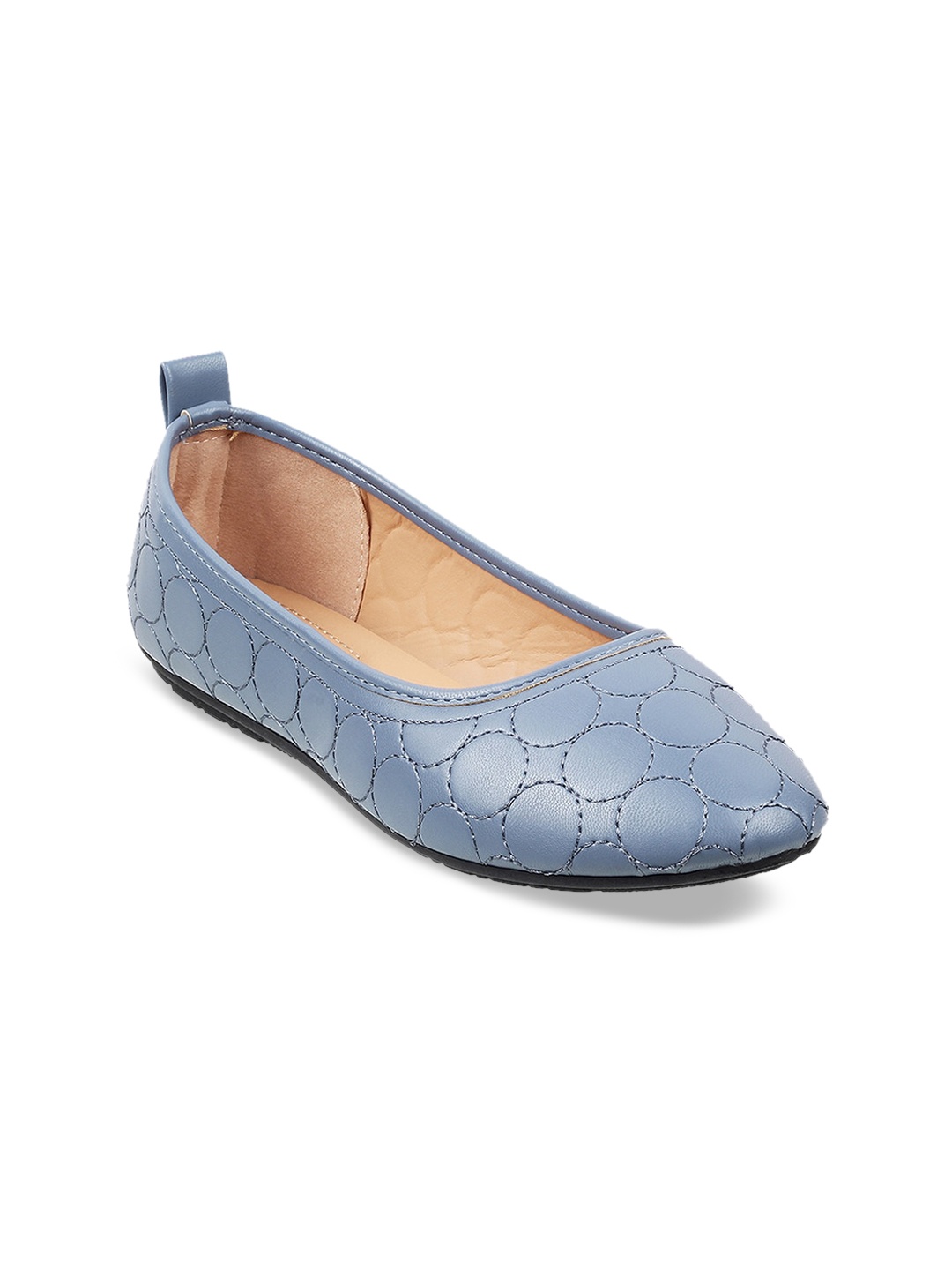 Mochi Women Blue Printed Ballerinas Flats