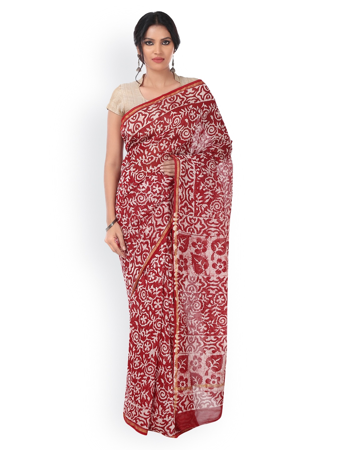 Kalakari India Red & White Chanderi Silk Batik Hand Block Print Handcrafted Sustainable Saree
Kalakari India Red & White Chanderi Silk Batik Hand Block Print Handcrafted Sustainable Saree