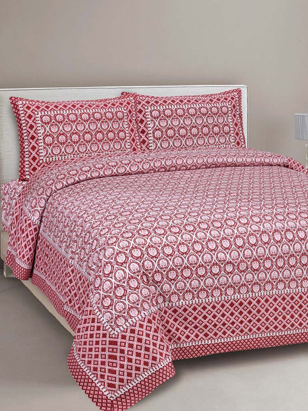 JAIPUR FABRIC Red & White Geometric 180 TC Cotton Queen Bedsheet with 2 Pillow Covers
JAIPUR FABRIC Red & White Geometric 180 TC Cotton Queen Bedsheet with 2 Pillow Covers