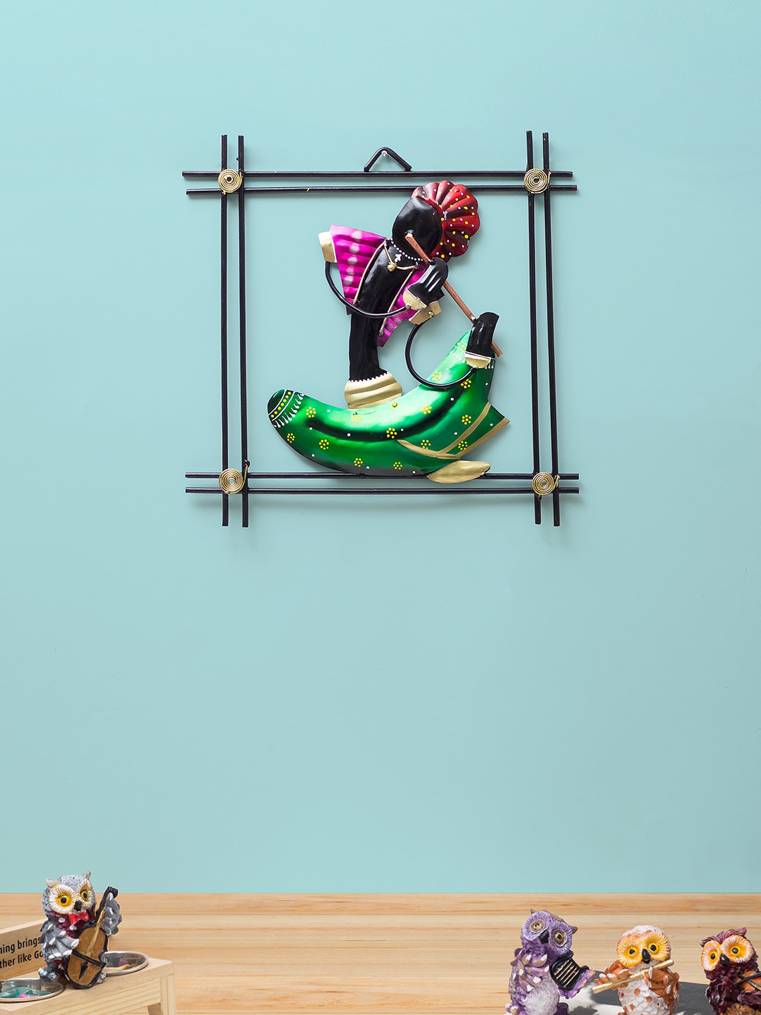 Golden Peacock Black & Green Musician Wrought Iron Handcrafted Hanging Frame Wall Decor
Golden Peacock Black & Green Musician Wrought Iron Handcrafted Hanging Frame Wall Decor