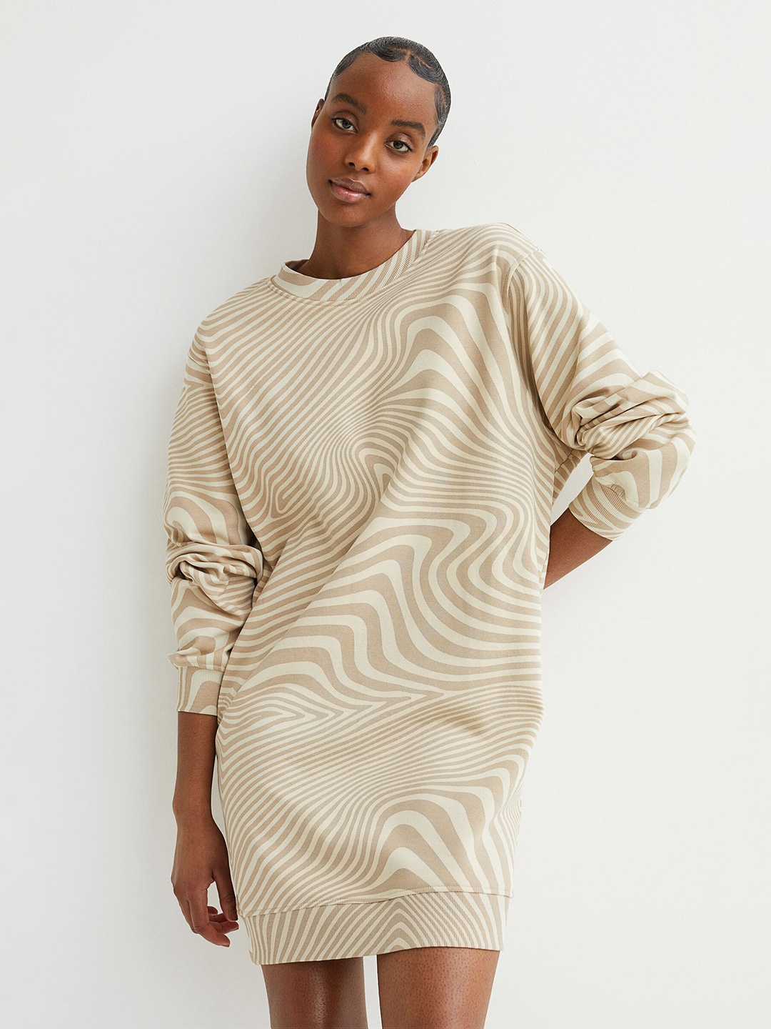 H&M Beige Sweatshirt Dress