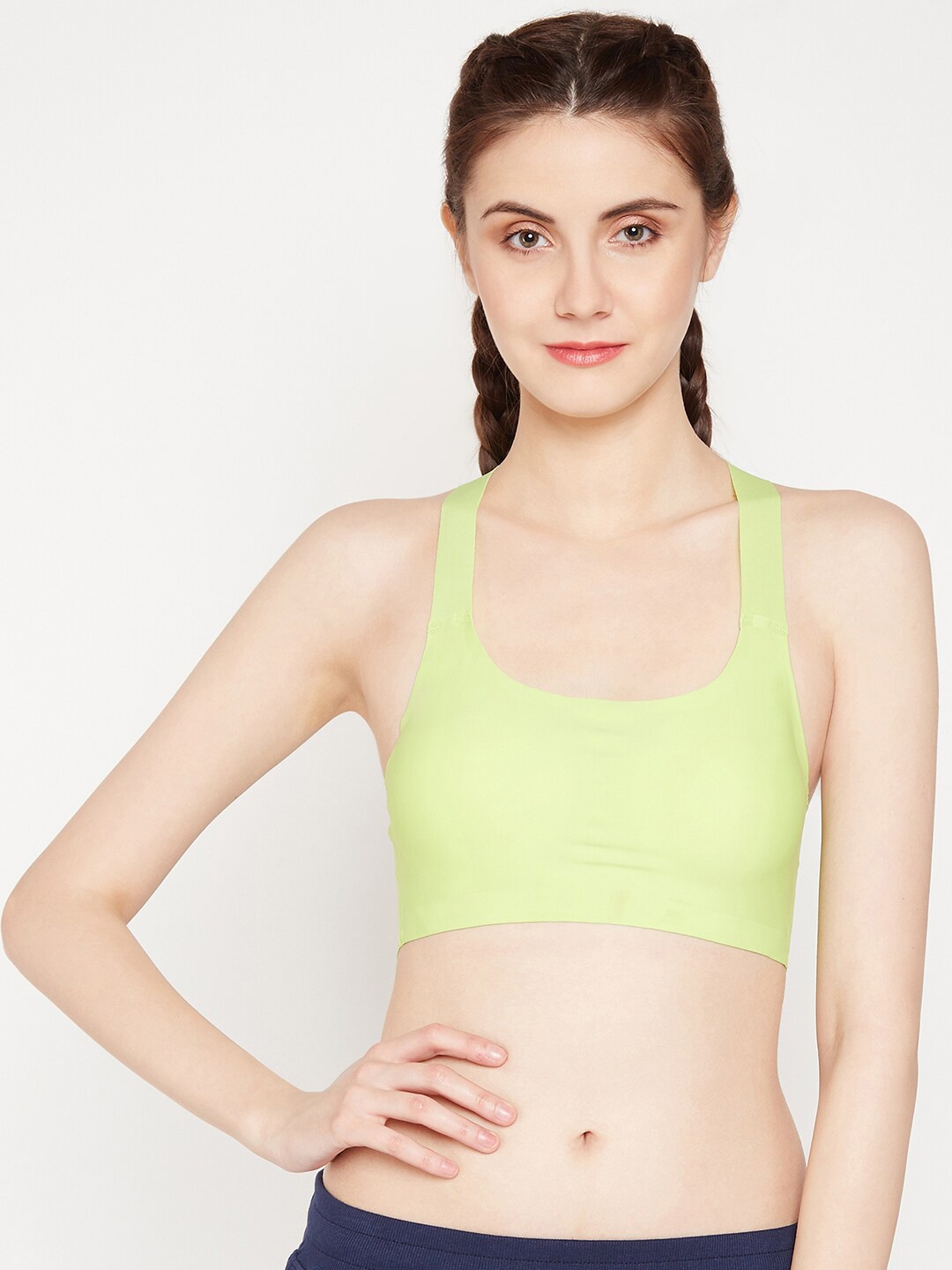 Lebami Green Seamless Styled Back Sports Bra