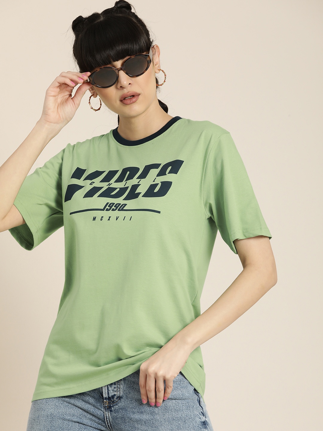 DILLINGER Women Olive Green & Black Typography Printed Cotton Oversized Longline T-Shirt
DILLINGER Women Olive Green & Black Typography Printed Cotton Oversized Longline T-Shirt