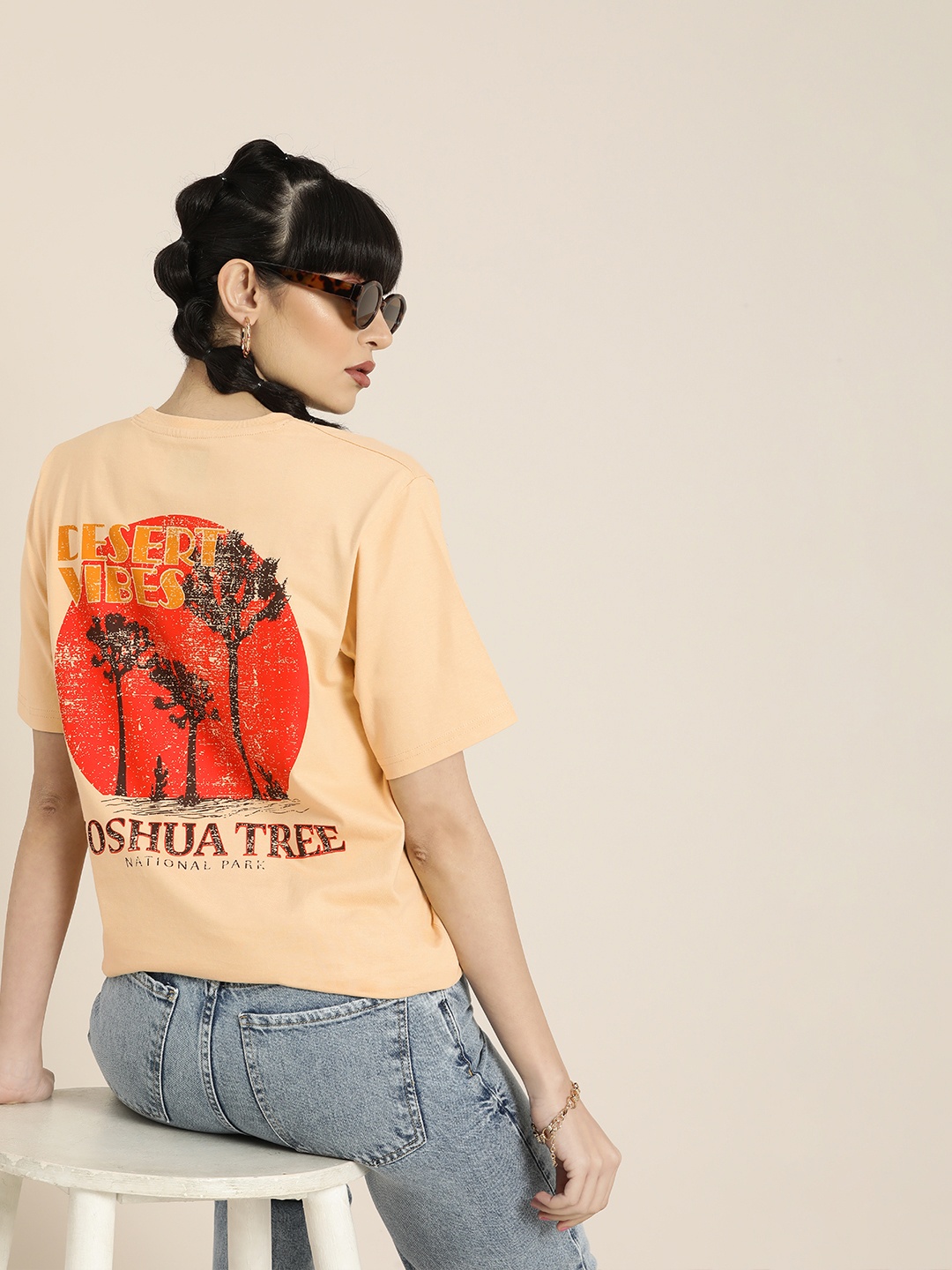 DILLINGER Women Beige & Orange Tropical Pure Cotton Drop-Shoulder Sleeves Loose T-shirt
DILLINGER Women Beige & Orange Tropical Pure Cotton Drop-Shoulder Sleeves Loose T-shirt