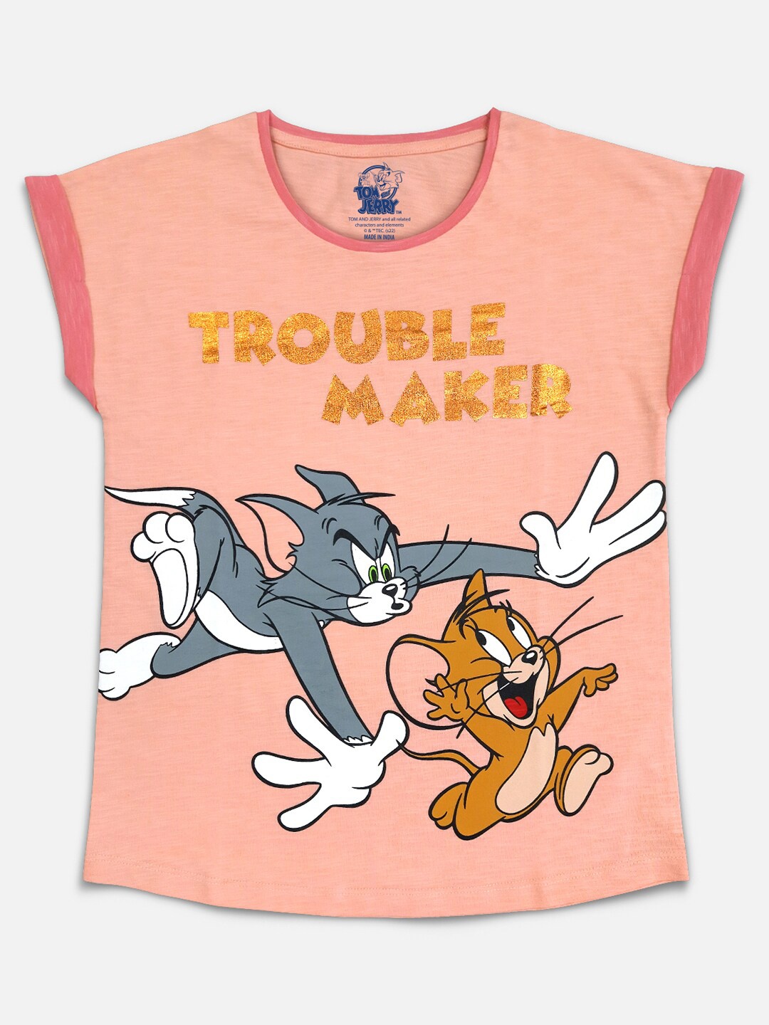 Kids Ville Girls Pink & Yellow Tom & Jerry Printed Extended Sleeves Pure Cotton T-shirt
Kids Ville Girls Pink & Yellow Tom & Jerry Printed Extended Sleeves Pure Cotton T-shirt