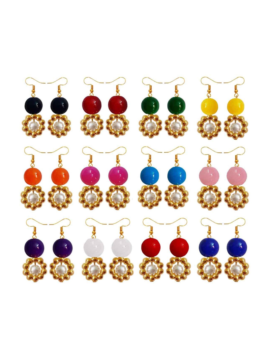 RICH AND FAMOUS Set of 12 Small Pearl Crystal & Danglers Contemporary Drop Earrings, Red
RICH AND FAMOUS Set of 12 Small Pearl Crystal & Danglers Contemporary Drop Earrings, Red
