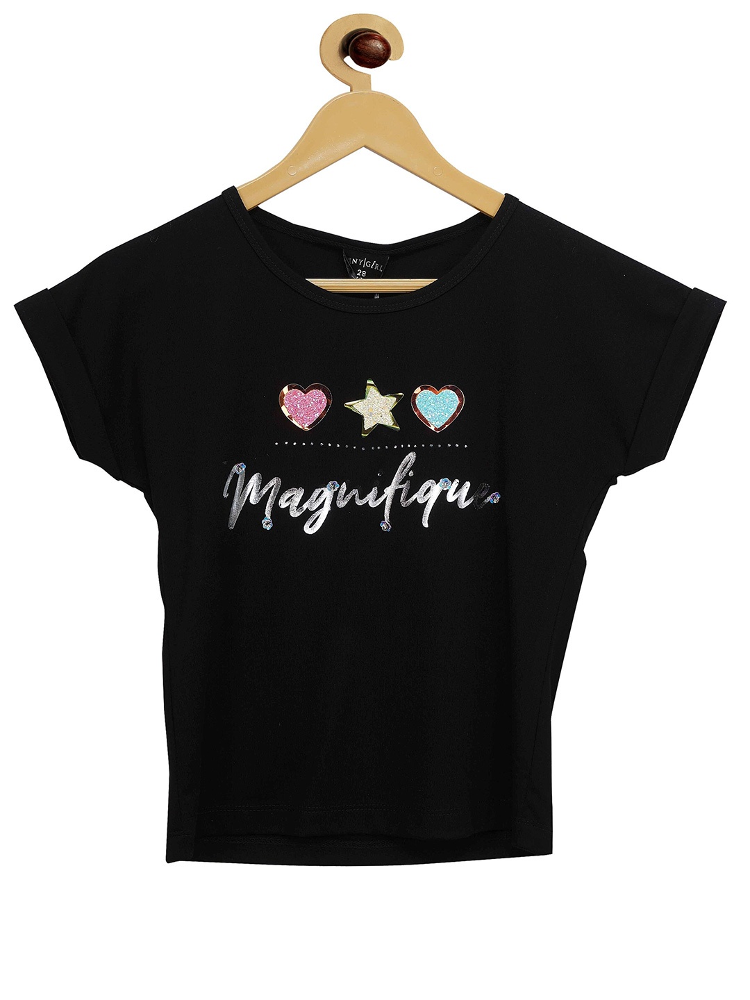 Tiny Girl Black Printed Pure Cotton Top
