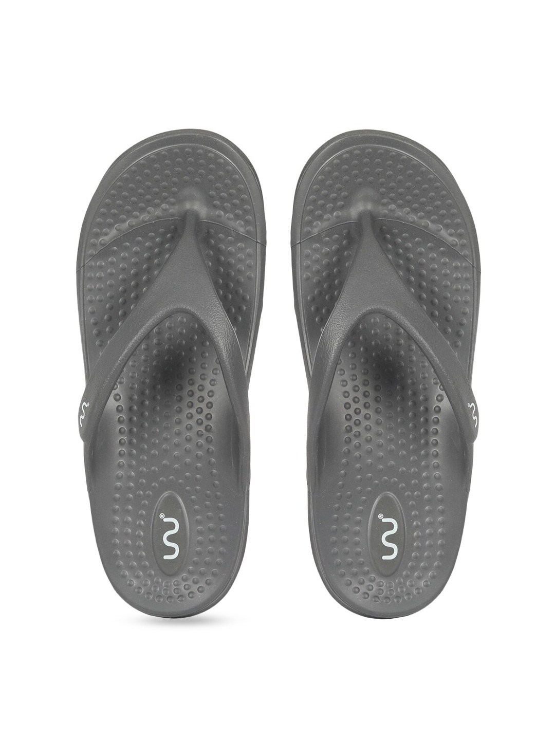 Doubleu Men Grey Rubber Thong Flip-Flops