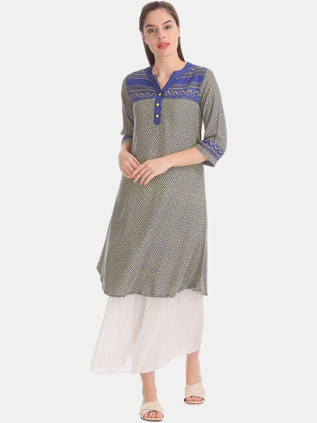 Karigari Women Blue Printed Kurta