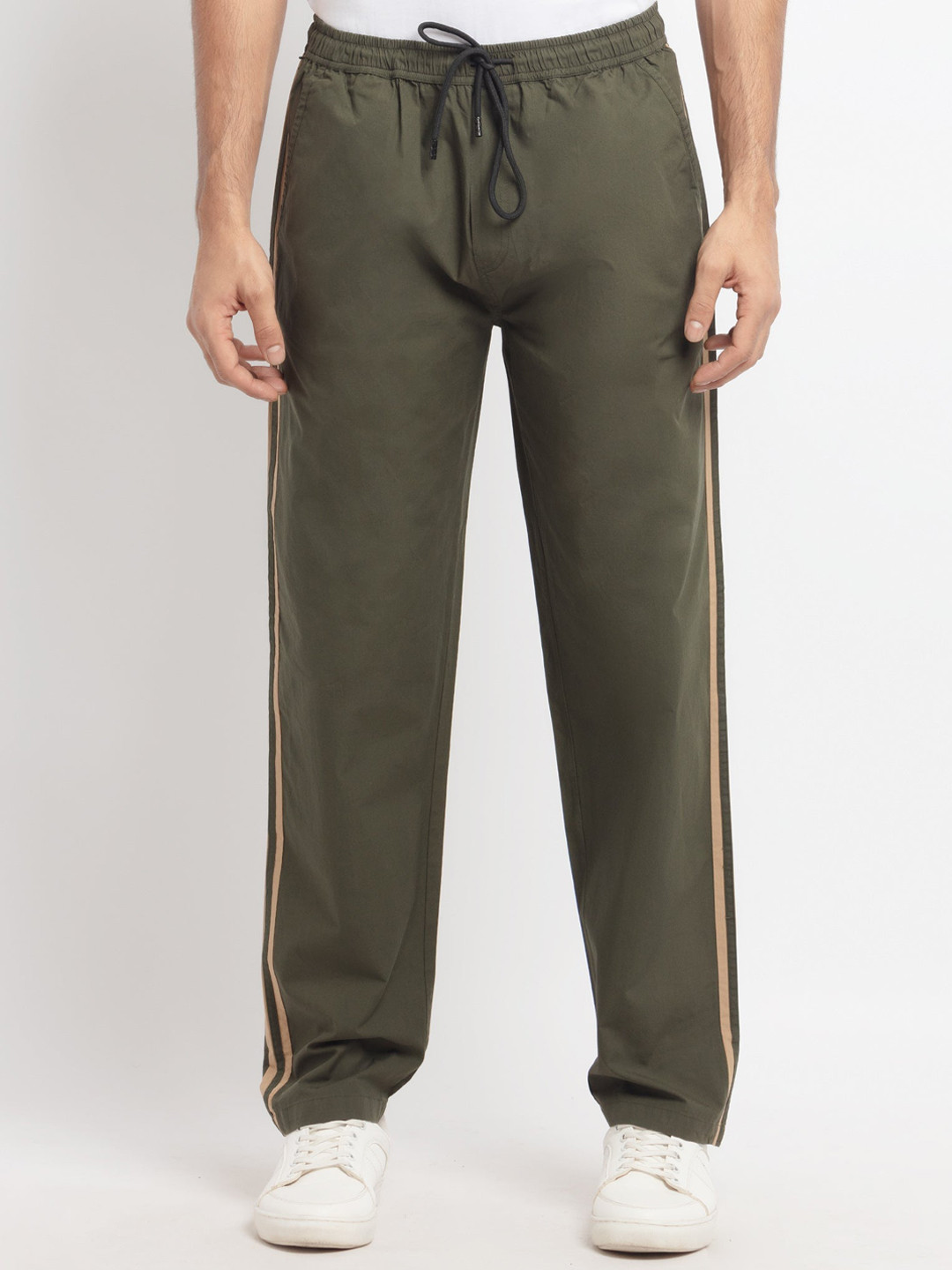 Status Quo Men Olive Green Solid Cotton Track Pants 
Status Quo Men Olive Green Solid Cotton Track Pants