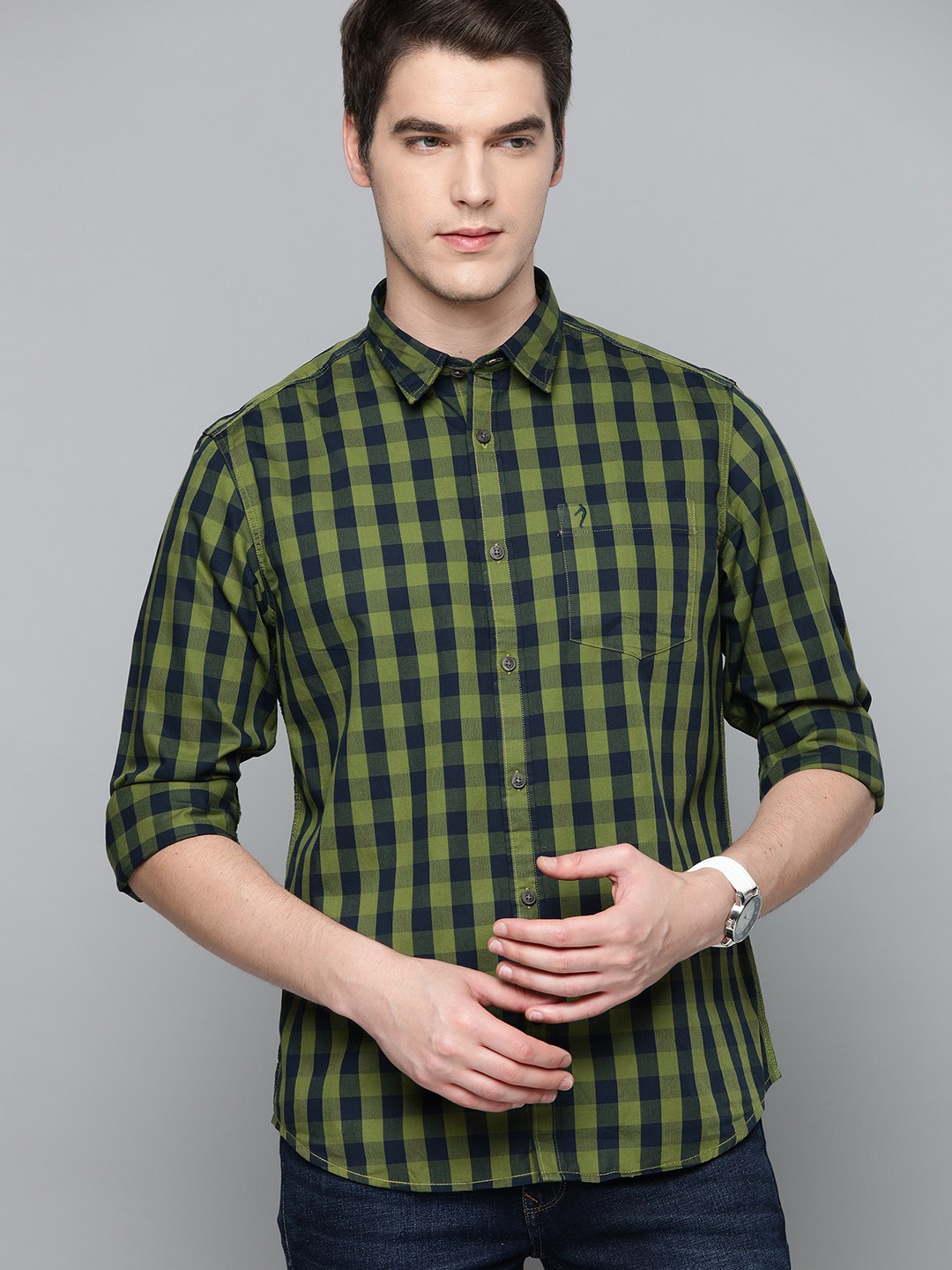 Indian Terrain Men Green & Navy Blue Pure Cotton Slim Fit Gingham Checked Casual Shirt
Indian Terrain Men Green & Navy Blue Pure Cotton Slim Fit Gingham Checked Casual Shirt