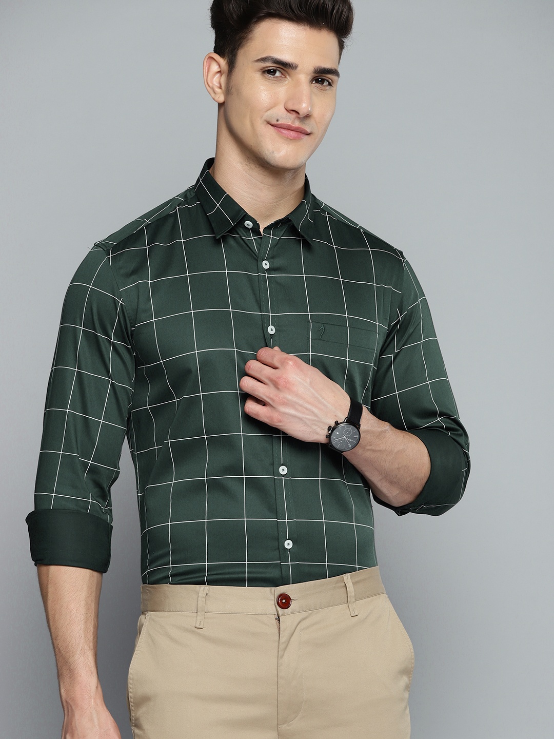 Indian Terrain Men Green & White Pure Cotton Slim Fit Windowpane Checks Smart Casual Shirt, Fluorescent green
Indian Terrain Men Green & White Pure Cotton Slim Fit Windowpane Checks Smart Casual Shirt, Fluorescent green