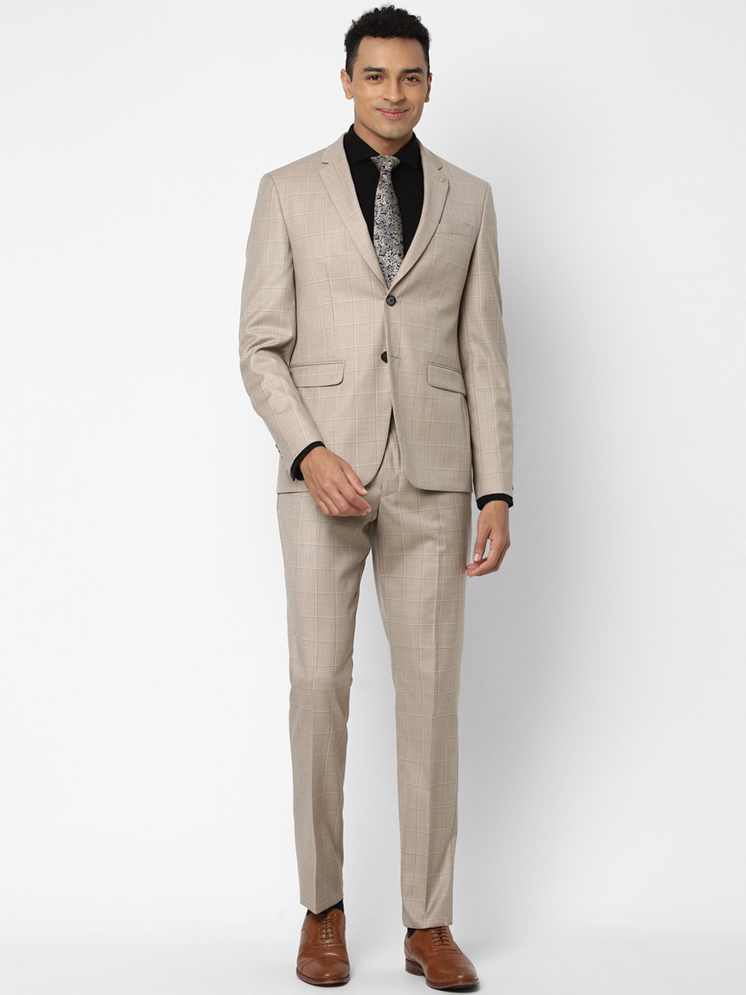 Allen Solly Men Beige & White Checked Slim-Fit Single-Breasted Two-Piece Formal Suit
Allen Solly Men Beige & White Checked Slim-Fit Single-Breasted Two-Piece Formal Suit