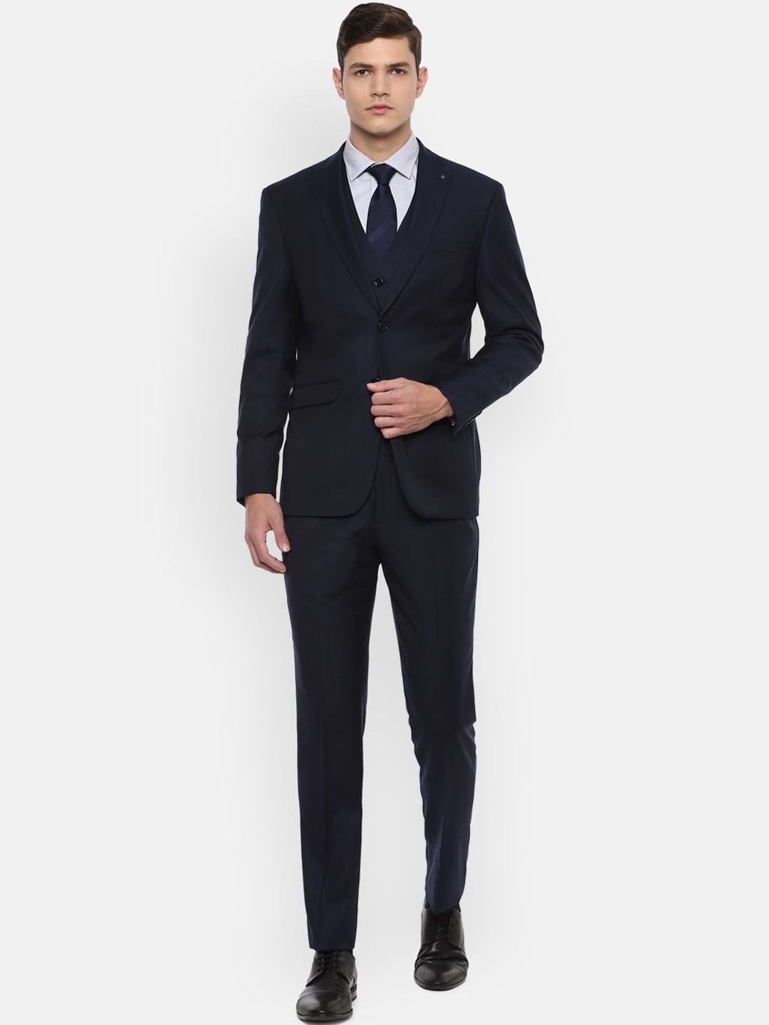 Louis Philippe Gods & Kings Men Navy Blue Striped Single-Breasted Slim-Fit 3-Piece Formal Suit
Louis Philippe Gods & Kings Men Navy Blue Striped Single-Breasted Slim-Fit 3-Piece Formal Suit